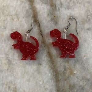 Sparkly Pink Dinosaur Earrings